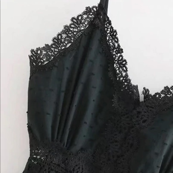 Lace Trim Cami Jumpsuit Jumper Black - Picture 2 of 6